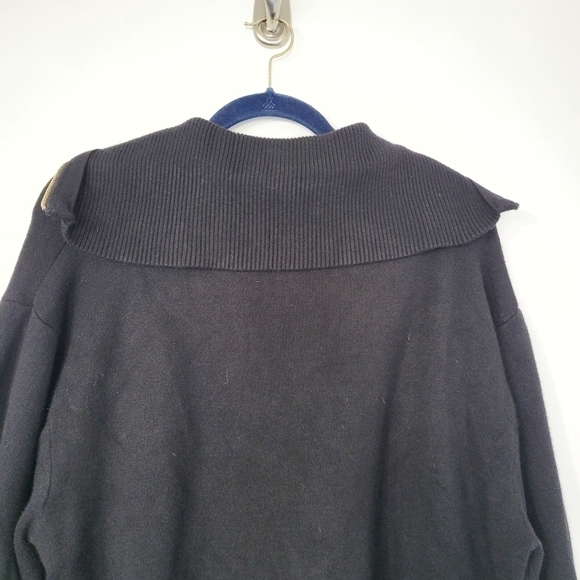 ZARA Black Mini Knit Jumper Dress with Gold Accent Zip Size Medium - Picture 7 of 9